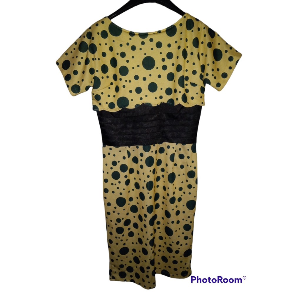 Tatyana – Bettie Page Spotty Pin Up Wiggle Midi Pencil Dress Size L - Picture 2 of 10